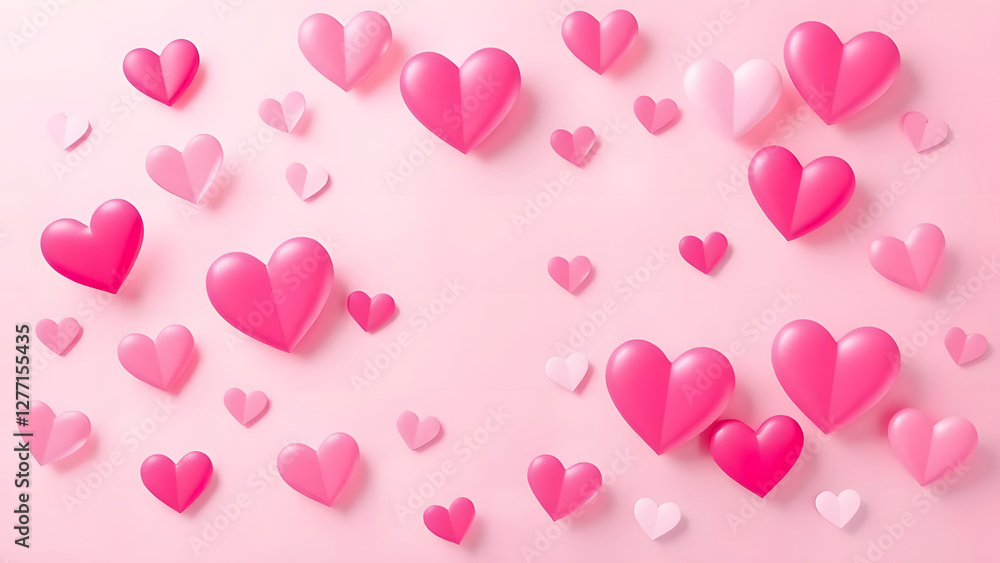 Pink heart pattern with glowing bokeh lights Pink heart pattern with glowing bokeh lights