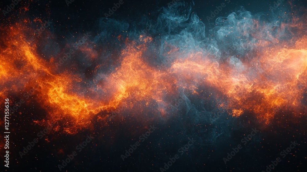 Abstract fire and smoke, cosmic background Abstract fire and smoke, cosmic background