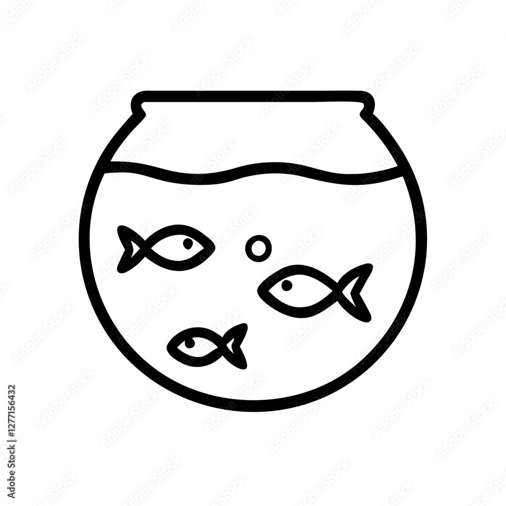 Fishbowl icon with swimming fish, aquatic life concept Fishbowl icon with swimming fish, aquatic life concept
