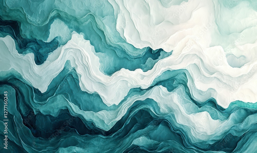custom made wallpaper toronto digitalArtistic textured ocean wave pattern in shades of teal and white, illuminated by natural light to create a dynamic and refreshing aquatic composition,