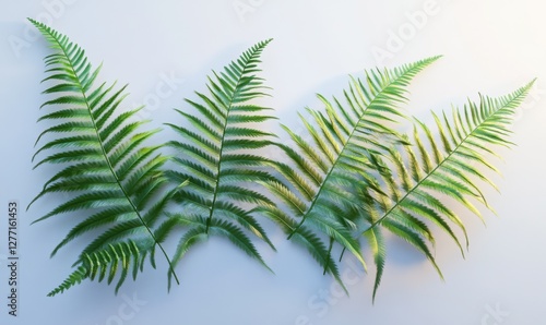 Wallpaper Mural Bold green fern leaves on a clean surface, symbolizing life, sustainability, and natural beauty. Torontodigital.ca