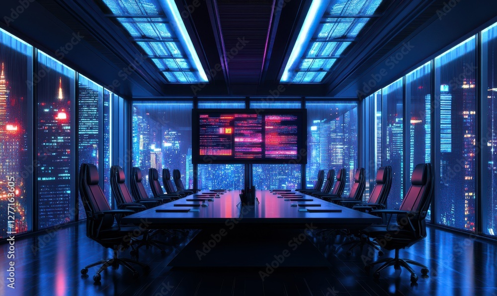 Bright modern conference room with sleek furniture, large windows, and glowing digital screens, creating a professional and sophisticated atmosphere, Bright modern conference room with sleek furniture, large windows, and glowing digital screens, creating a professional and sophisticated atmosphere,