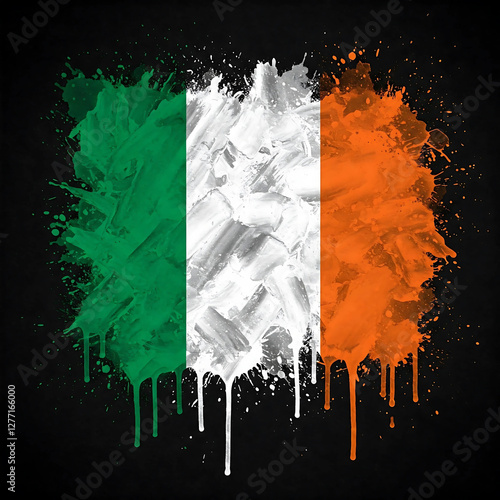 Irish Flag, Ireland Paint Splash Dripping 