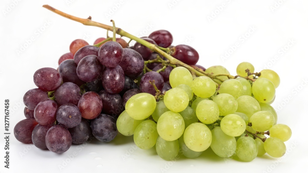 Red and Green Grapes on White Background Red and Green Grapes on White Background