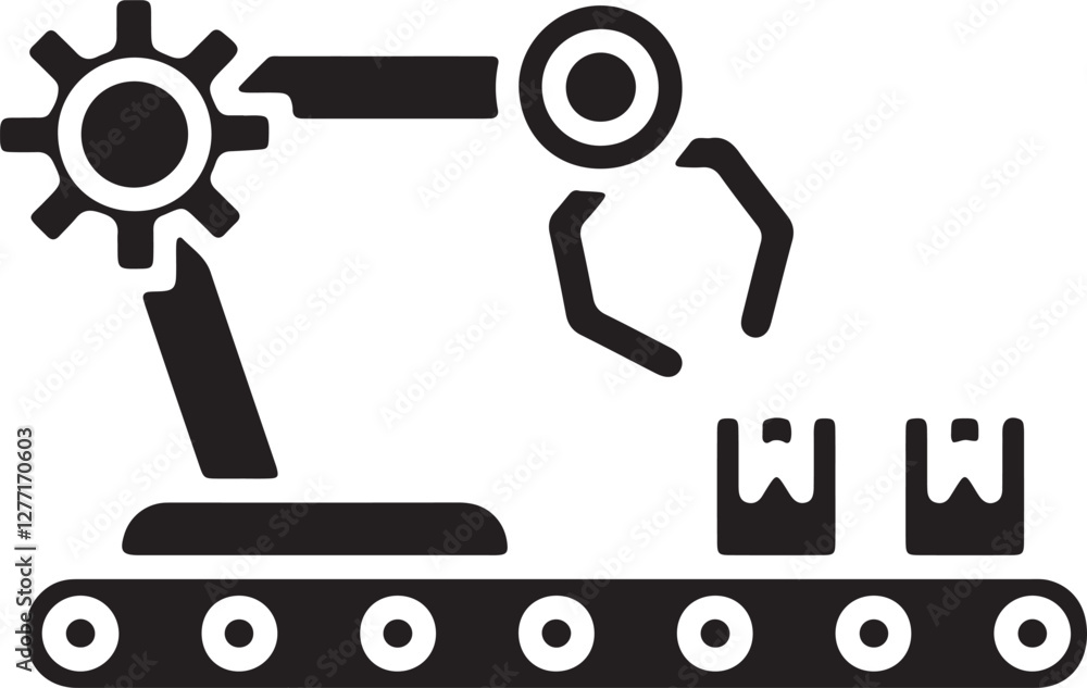 Illustration of a factory using robots for production Illustration of a factory using robots for production