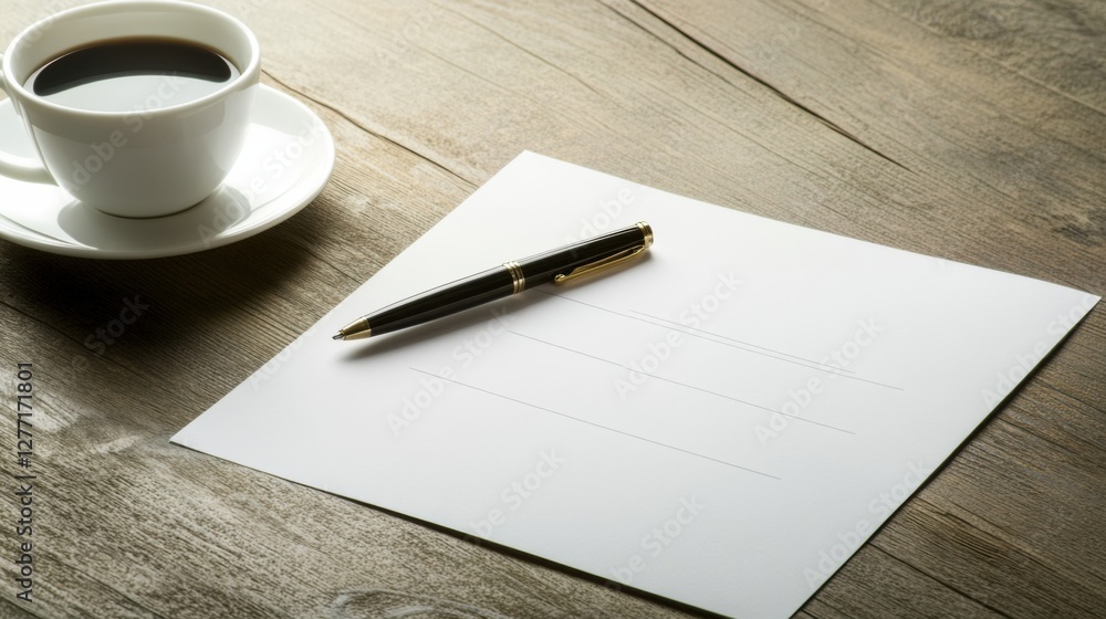 Resignation letter on a minimalist desk with a cup of coffee and smartphone. Featuring career change and clarity Resignation letter on a minimalist desk with a cup of coffee and smartphone. Featuring career change and clarity