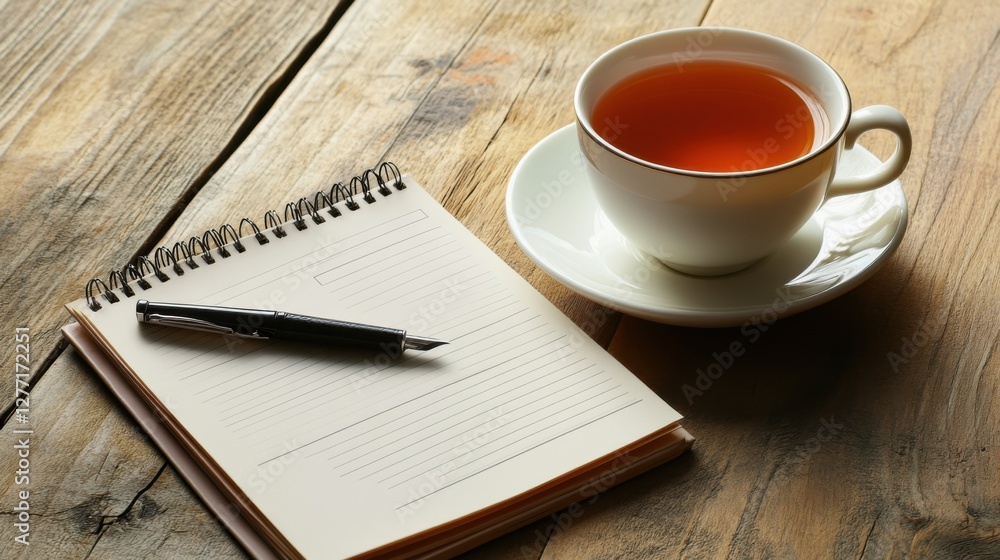 Resignation letter on a minimalist desk with a cup of tea and pen. Featuring career transition and clarity Resignation letter on a minimalist desk with a cup of tea and pen. Featuring career transition and clarity