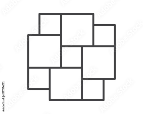 Tile floor line icon isolated on white background. Decorative laying tiles to bathroom, kitchen and others. Vector illustration