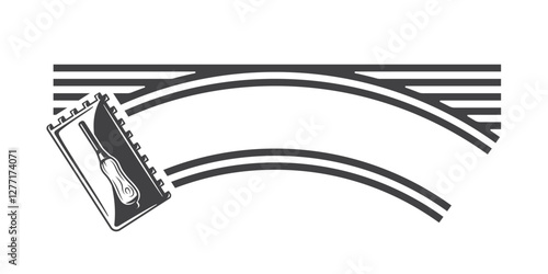 Trowel laying floor tiles and cement adhesive. Texture of cementitious adhesive from a trowel for laying wall tiles. Vector illustration