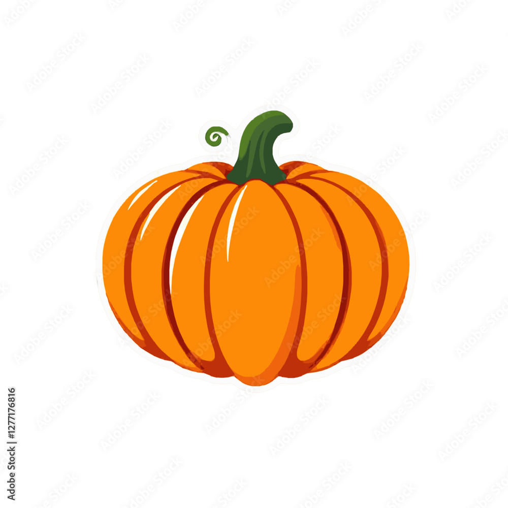 Obraz premium Contoured 2D Cartoon Pumpkin - Vector Element