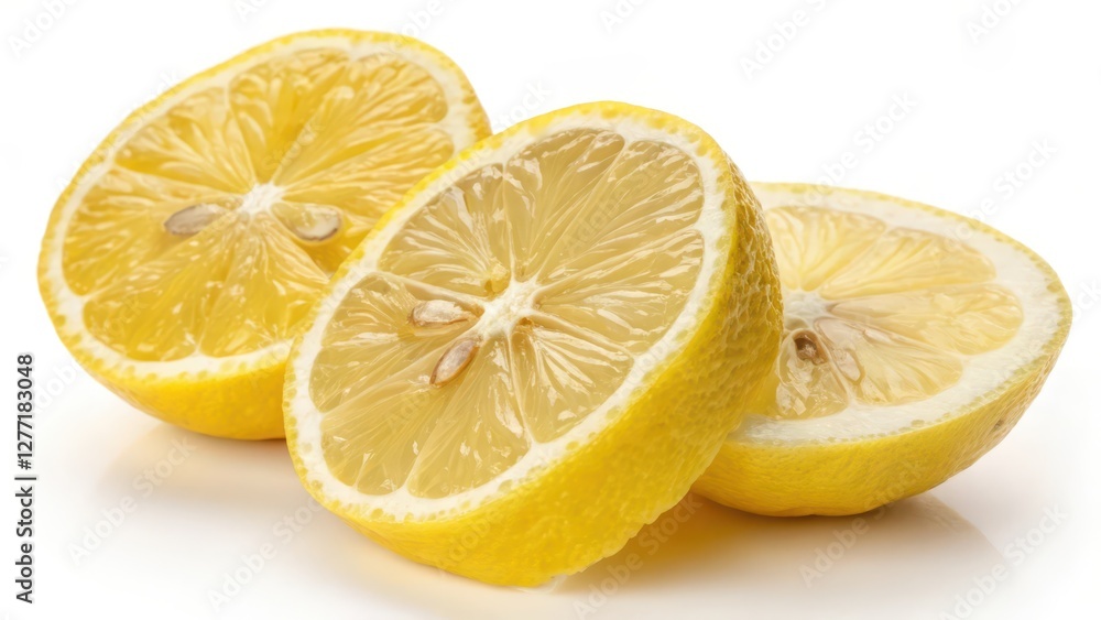Halved Lemons on White Background Halved Lemons on White Background