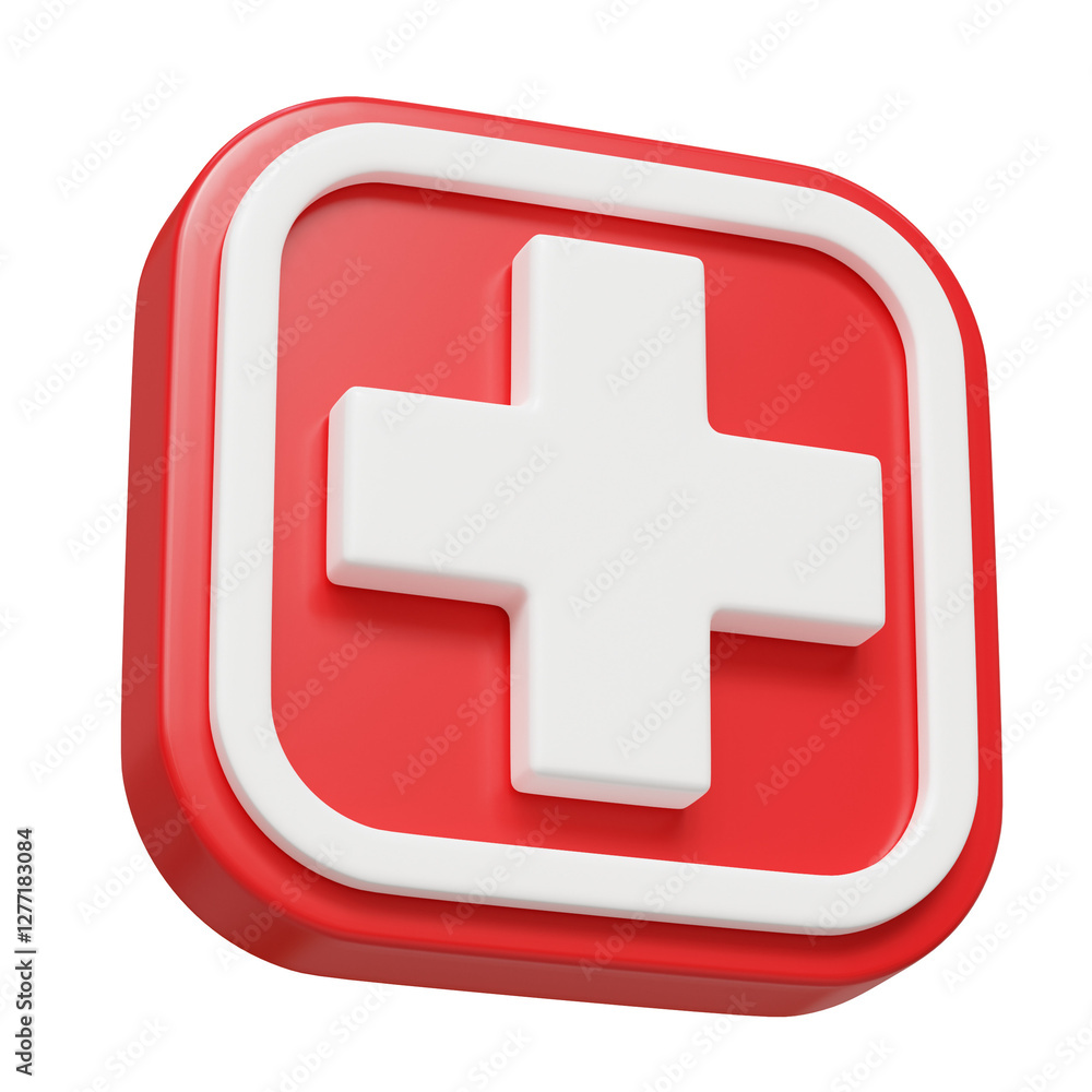 Obraz premium First Aid Plastic 3d Icon Illustration isolated on transparent background, cutout 