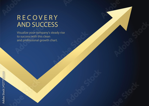 two golden curved business arrow rebounding and soaring high, going high after a sharp decline indicating improving profits and show progress