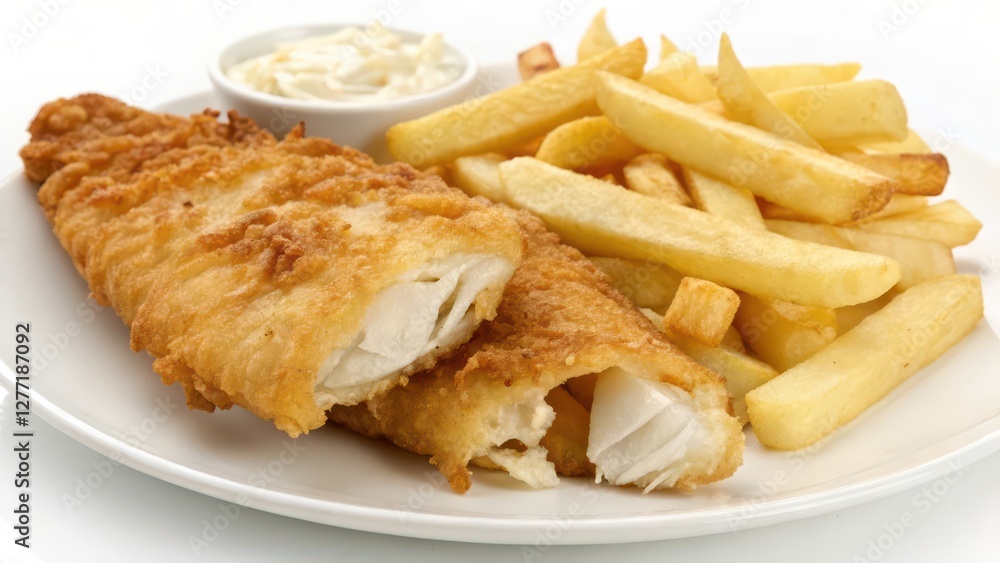 Fried Fish and Chips with Tartar Sauce Fried Fish and Chips with Tartar Sauce