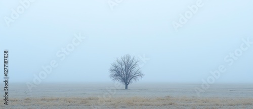 Wallpaper Mural Plain misty field with a lone tree, foggy sunrise, cinematic lighting, ultra HD Torontodigital.ca