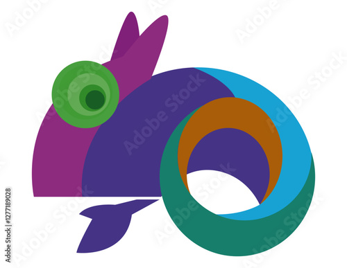 Camaleonte colorato su sfondo bianco