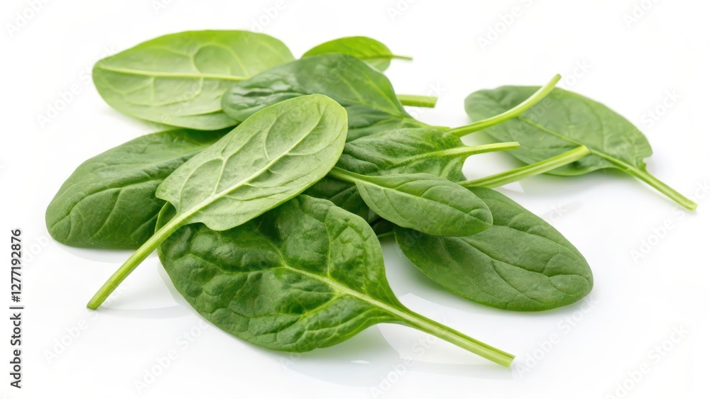 Fresh Spinach Leaves on White Background Fresh Spinach Leaves on White Background