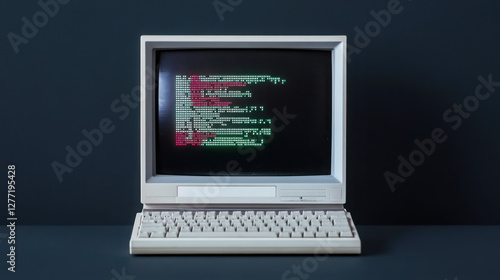 Cybersecurity concept with boot viruses on vintage computer screen