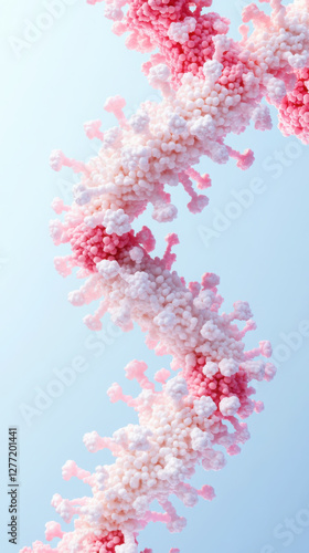 Abstract representation of viruses in a spiral formation on light background