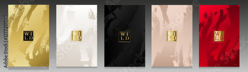 Elegant luxury covers, featuring metallic and translucent paint brushstrokes. The refined design plays with glossy textures and abstract patterns, creating a sophisticated and modern aesthetic.