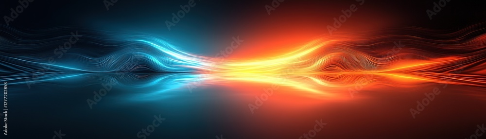 Obraz premium Dynamic clash of blue and orange light abstract art digital environment futuristic concept
