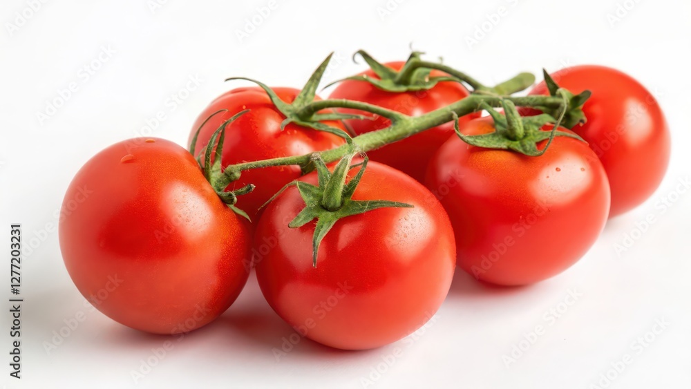 Red Tomatoes on Vine, White Background Red Tomatoes on Vine, White Background
