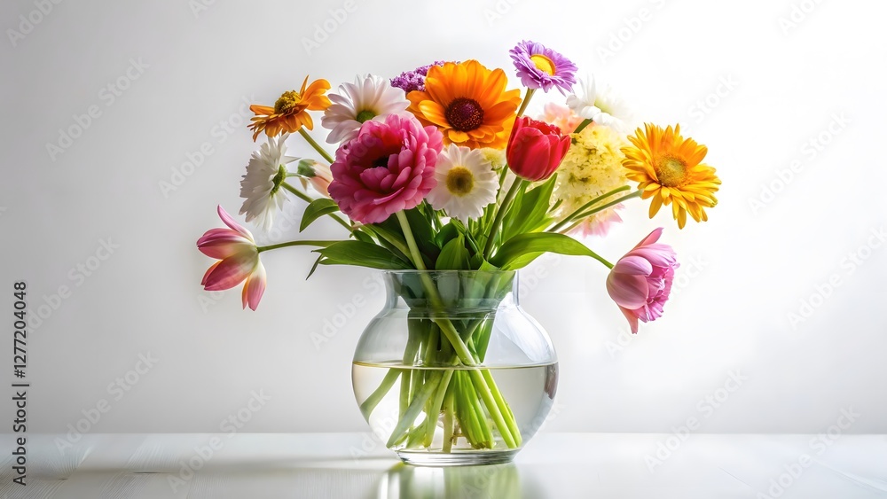 Colorful Flower Bouquet in Glass Vase Colorful Flower Bouquet in Glass Vase
