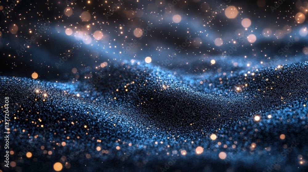 Abstract close-up of shimmering particles on a dark surface, creating a dreamy atmosphere Abstract close-up of shimmering particles on a dark surface, creating a dreamy atmosphere