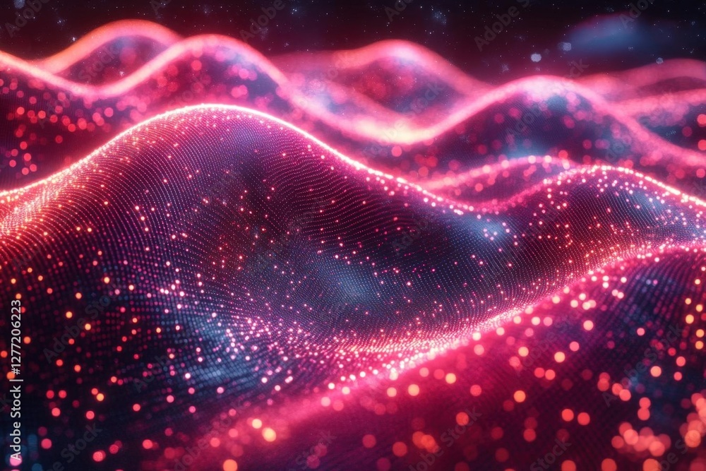 Abstract Glowing Pink And Red Digital Waves Abstract Glowing Pink And Red Digital Waves