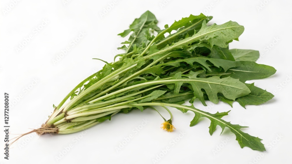 Dandelion Greens on White Background Dandelion Greens on White Background