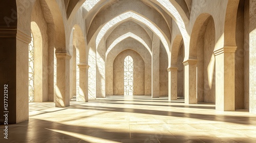 Elegant Interior Space with Arched Architecture and Soft Lighting