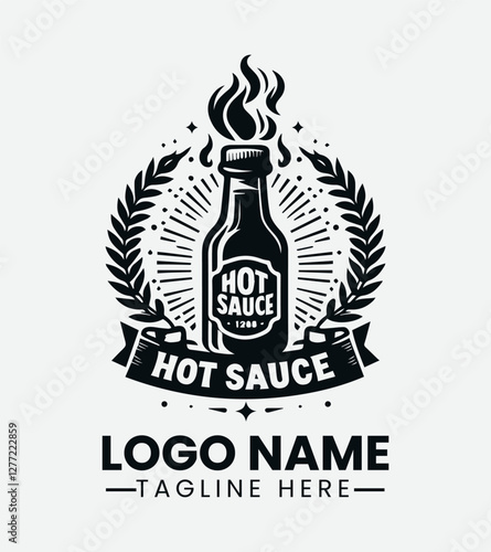 Hot Sauce Logo Design, Spicy Sauce Logo, Chili Pepper Logo