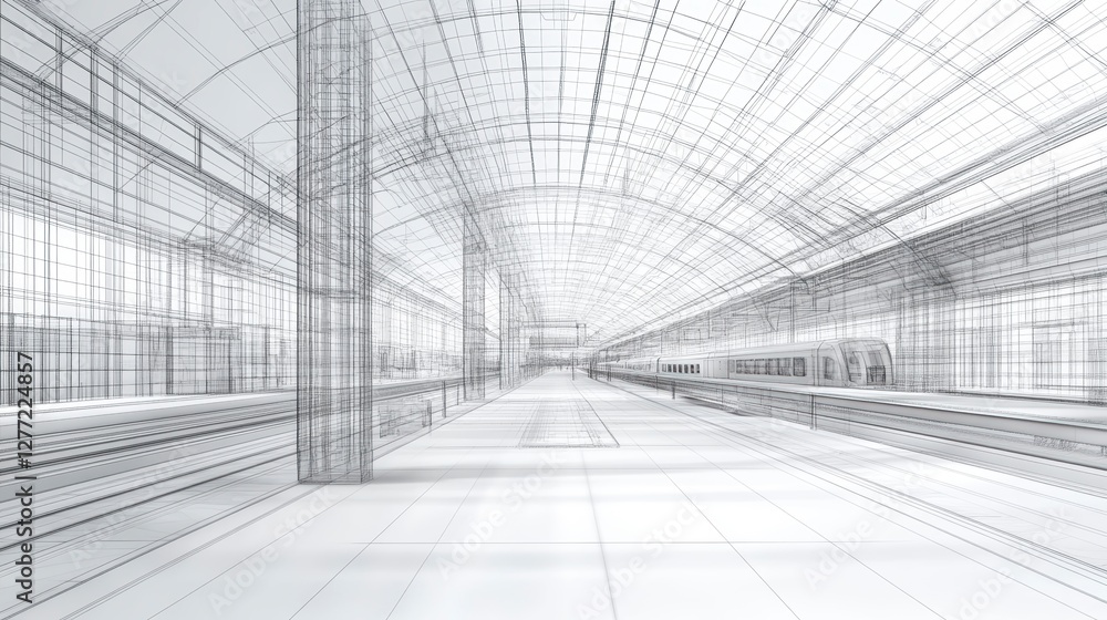 Architectural blueprint of a train station Architectural blueprint of a train station