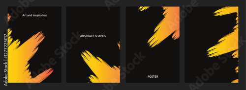 yellow  brush strokes on black background,Ideal design for social media, cover, banner, flyer._3