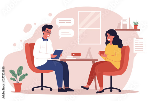 Psychology therapy session conceptual flat style cartoon vector