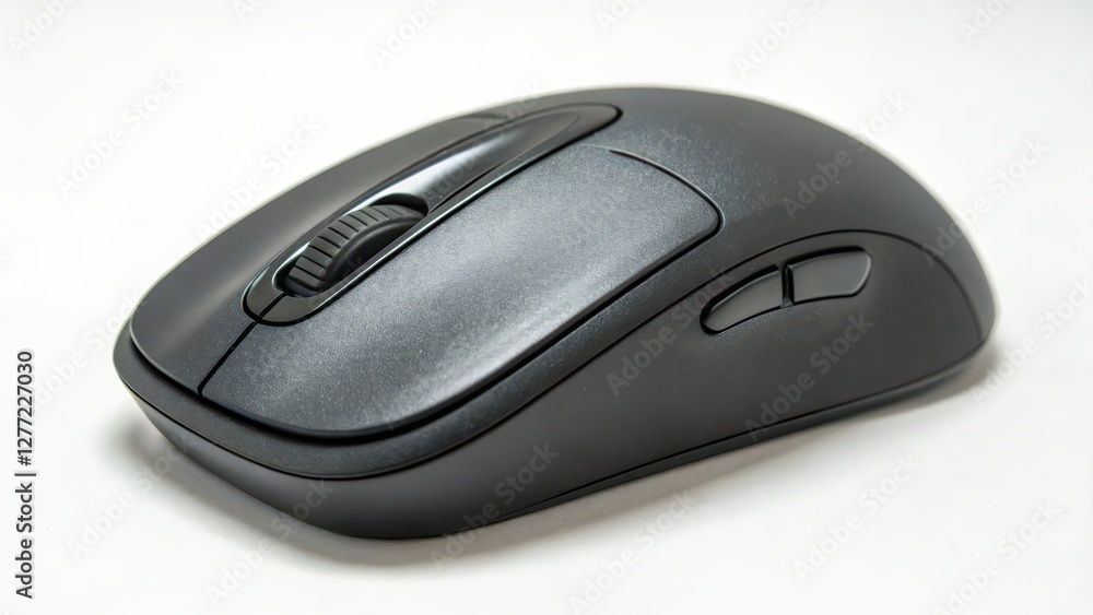 Black Wireless Computer Mouse Isolated on White Background Black Wireless Computer Mouse Isolated on White Background