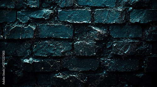 Dark Teal Brick Wall Texture photo