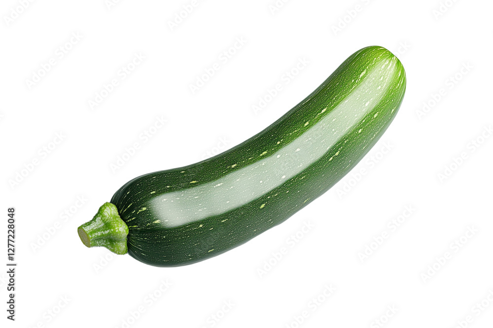 Green zucchini is shown on a white background, isolated Green zucchini is shown on a white background, isolated