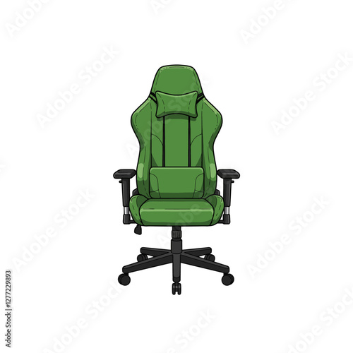 Isolated Green Gaming Chair Illustration for Comfortable Seating and Gaming Setup