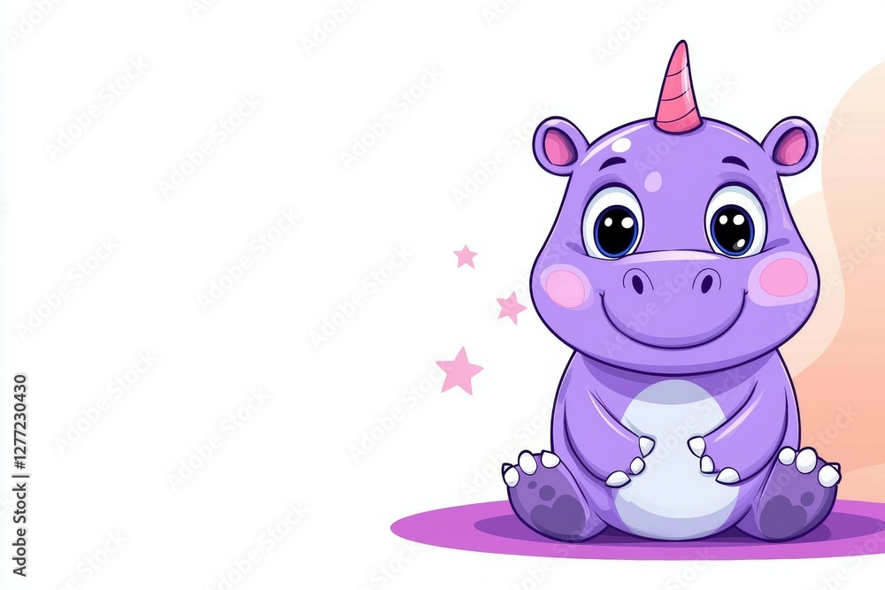 Cute purple elephant with a unicorn horn on its head Cute purple elephant with a unicorn horn on its head
