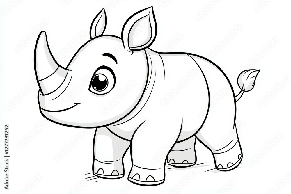 Cute cartoon rhino with a smile on its face Cute cartoon rhino with a smile on its face