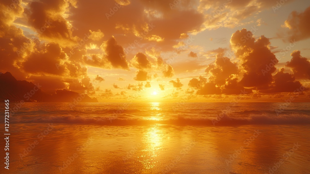 Obraz premium Dramatic sunset over tropical beach