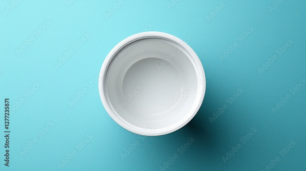 Empty white cup on turquoise background, product shot Empty white cup on turquoise background, product shot