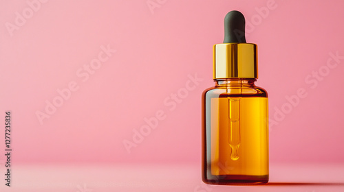 Wallpaper Mural Skincare moisturizer. Amber glass dropper bottle on a pink background. Torontodigital.ca
