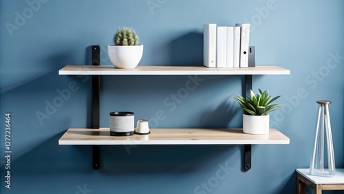 Floating Shelves on White Wall