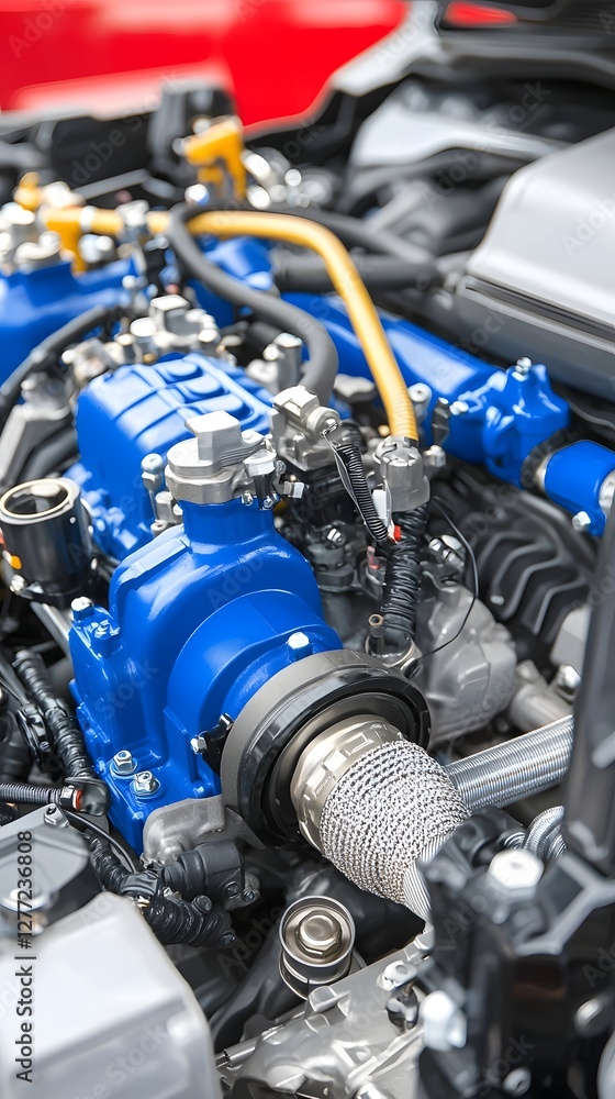Fototapeta premium photo showcasing the intricate cooling system of a truck engine