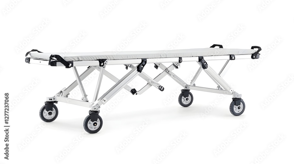 photograph showcasing a foldable emergency stretcher with wheels designed for efficient and safe patient transportation in medical emergencies and healthcare settings photograph showcasing a foldable emergency stretcher with wheels designed for efficient and safe patient transportation in medical emergencies and healthcare settings