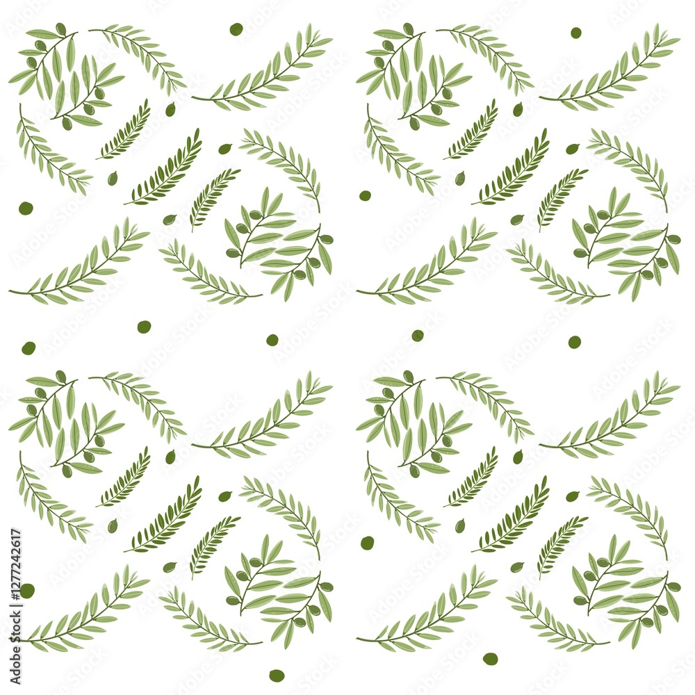 Fototapeta premium Seamless floral elegant pattern with palm trees on light white background, pxl 5000x5000, digital paper, card, present idea, spring, blooming