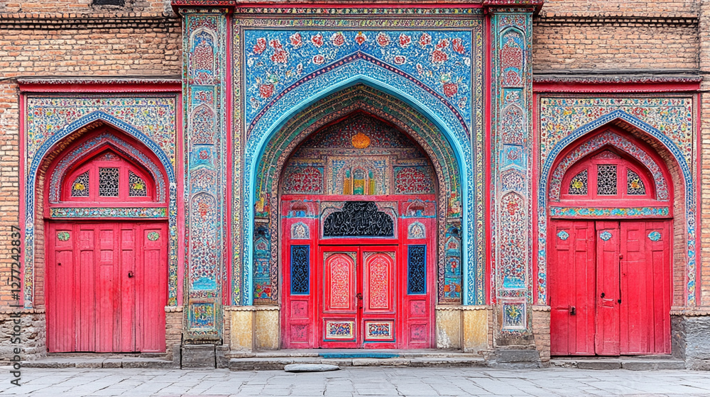 Fototapeta premium Stunning traditional architectural entrance with ornate patterns and vibrant colors