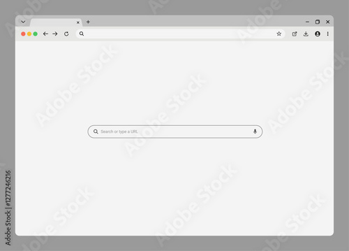 Realistic browser windows set with toolbar, search bar, and shadow on a transparent background. Perfect for web design mockups and UI presentations. Vector illustration.